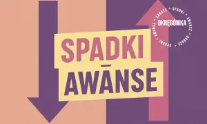 Grafika z napisem "Spadki Awans" i strzałkami. Dyskutujemy, ile drużyn awansuje z 2. ligi do 1. ligi.