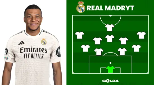 Mbappé w białej koszulce Real Madryt obok schematu taktycznego. To przyszli zawodnicy Królewskich?