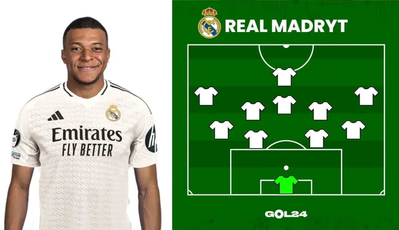 Mbappé w białej koszulce Real Madryt obok schematu taktycznego. To przyszli zawodnicy Królewskich?
