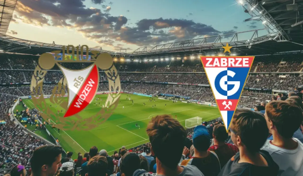 Stadion pełen kibiców, na murawie mecz Widzew Łódź – Górnik Zabrze. Emocje sięgają zenitu!