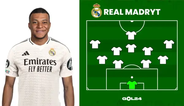 Mbappé w białej koszulce Real Madryt obok schematu taktycznego. To przyszli zawodnicy Królewskich?